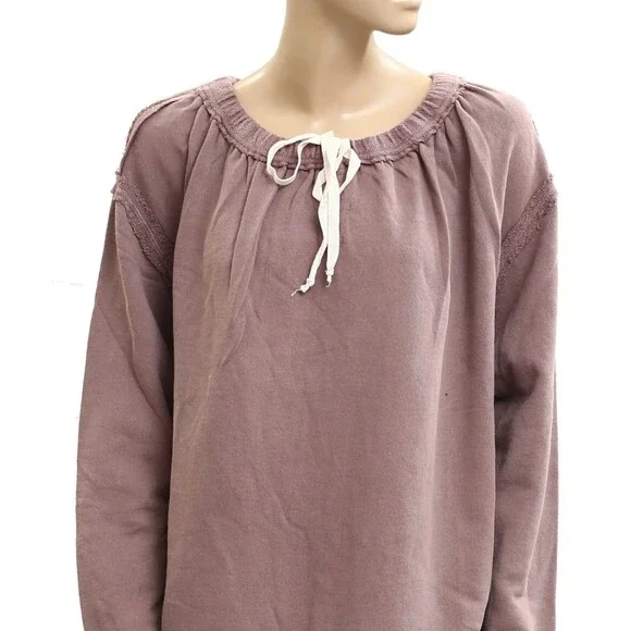 Free People Picnic Sweatshirt Blouse Top Oversized Pullover Cotton M NWT 284034 - Picture 5 of 7